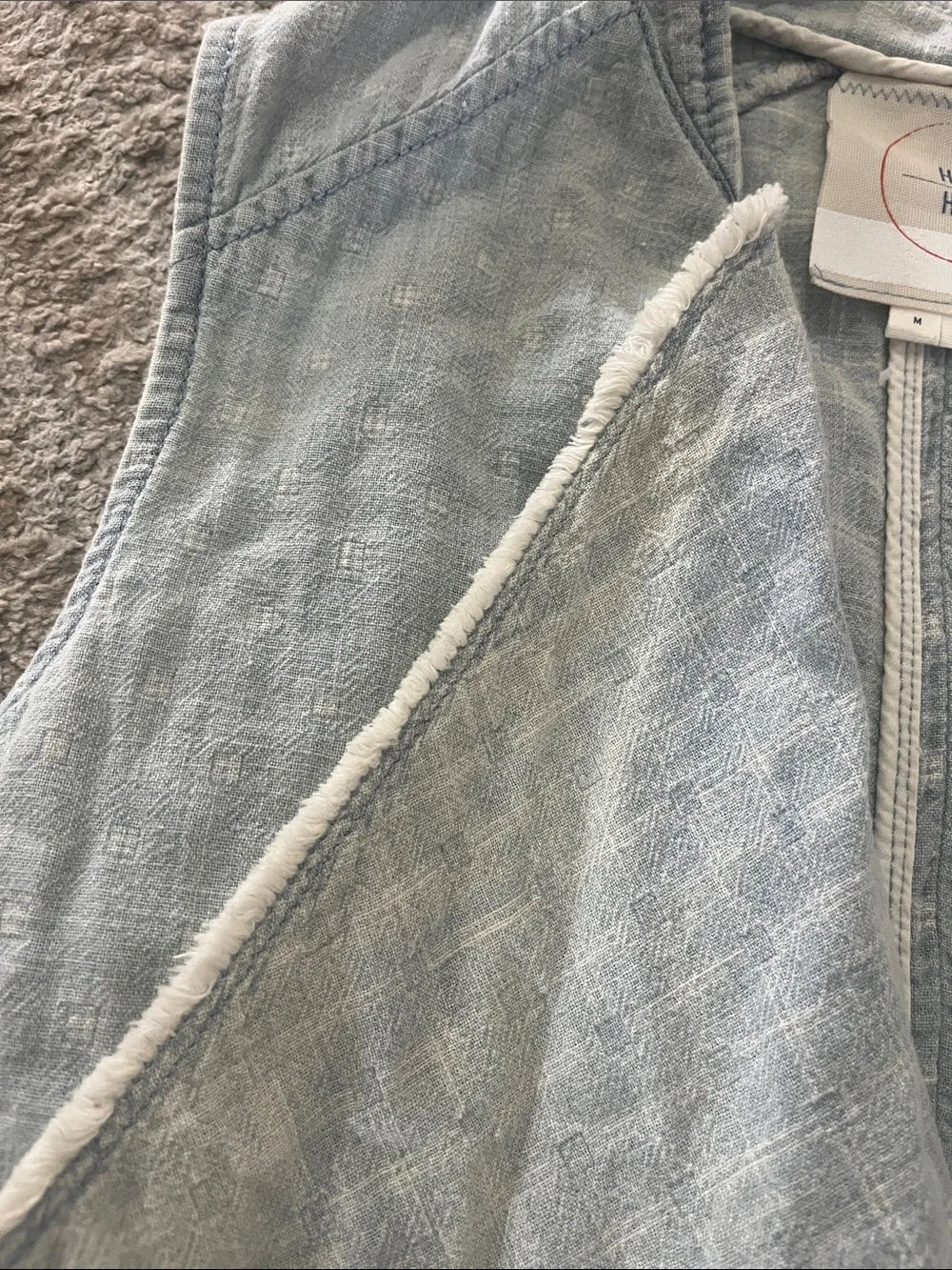 Hei Hei Anthro Light Blue Draped Denim Chambray Festival Cotton Vest Medium